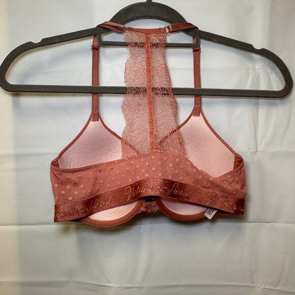 Victoria's Secret 32D Full Coverage Push Up Bra Lace Racerback Mauve front close - Picture 3 of 10